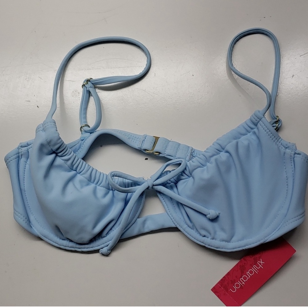 NEW! Xhilaration Light Blue Shirred Underwire Bikini Swim Top